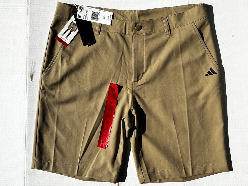 NWT Adidas Golf Shorts Men's 34 Khaki Hemp Flat Front Performance Golf Short
